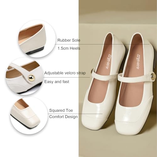 FRTROIN Mary Jane Dress Shoes for Women 2025 Comfortable Casual Work Square Toe Ballet Flats3