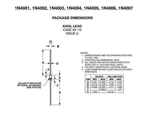 Fairchild Semiconductor 1N4006 Diode, Standard, 1A, 800V, Do-41 (5 Pieces) #TOP1