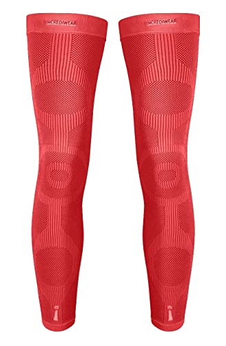 Image of Incrediwear Leg Sleeve 2pk - Full Length Long Leg Sleeve for Leg Pain Relief & Muscle Recovery, Helps Reduce Swelling & Inflammation, Promotes Circulation, Leg Sleeves for Men & Women (Red, Medium)