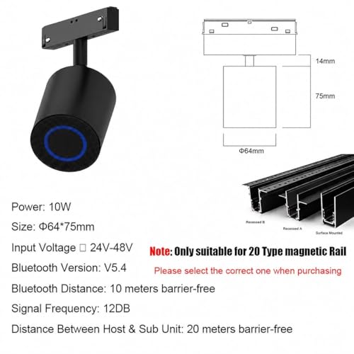 Image of Trendy Illumina Magnetic Track Bluetooth Speaker | 10W Smart Wireless Audio Module for Magnetic Track Lighting System | Bluetooth 5.4 Ceiling Track Speaker | Modern Audio Solution | Speaker Only