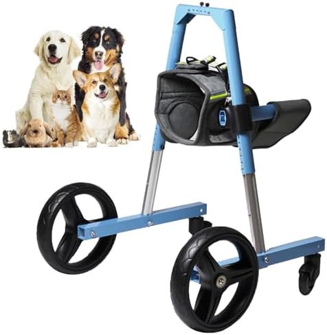 Adjustable Dog Wheelchair with 4 Wheels, Front Leg Mobility Aid for Injured/Paralyzed Pets, Hip Support Dog Cart, Walk Assistant for Dogs with Leg Brace