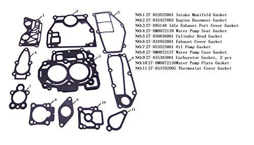 Image of SouthMarine Boat Motor 27-835427A04 Complete Cylinder Power Head Powerhead Seal Gasket Set Kit for Mercury Mariner Mercruiser Quicksilver 8HP 9.9HP 4-Stroke Outboard Engine, fit Sierra 18-64221