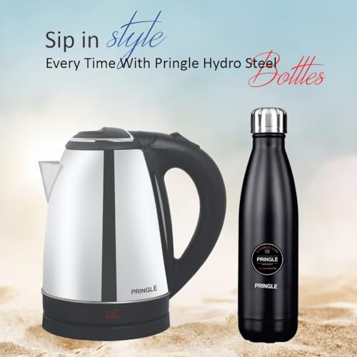 Image of Pringle Combo: Stainless Steel Electric Kettle (1.8 Litres, Silver) & Flipper Hydrosteel Flask (500 ml, Silver) (NEO+Laggon500MlBLK)