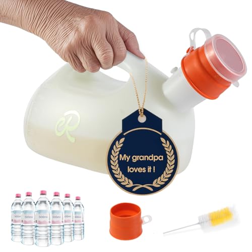 Portable Urinals for Men, 3000ml Nightglow Male Urinal with Upgraded Soft Rubber & Spill-Proof Lid – Large Capacity Pee Bottle for Elderly, Hospital, Travel, and Bedside Use