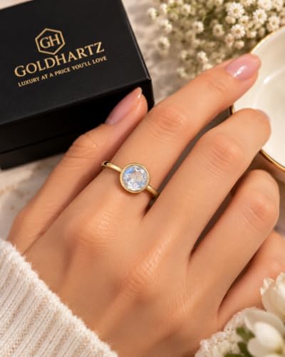 Image of 925 Sterling Silver 18K Gold Plated Birthstone 2 Ct Solitaire Natural Gemstone Ring for Women | Fine Jewelry Gift for Wife, Girlfriend, Sister, Birthday, Anniversary, Rakhi, Rakshabandhan, Valentine's