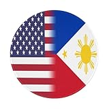 Us Philippines America Flag Round Mouse Pad Non-Slip Laptop Computer Desk Gaming Mouse Mat