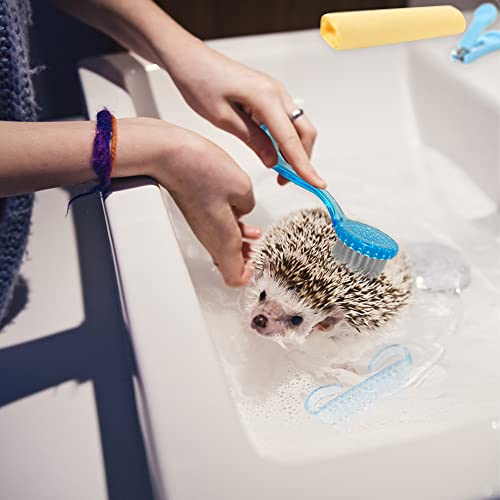 Hedgehog Bath Kit Hamster Sand Bath Small Animal Pet Bathroom 1 Pcs Foldable Bathtub, 2 Pcs Hedgehog Bathing Brush With 1 Pcs Nail Toenail Clipper 1Pcs Bath Towel For Pet Hamster Small Animal #TOP2