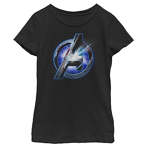 T-shirt Marvel Girls XL noir à manches courtes imprimé du logo brillant Avengers Endgame