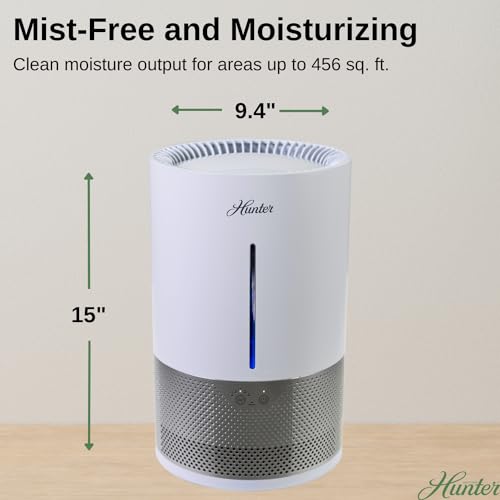 HHE150 Hunter Aspire 4.8L Evaporative Humidifier with PermaWick Filter (4.8L) - Remove Contaminants & White Dust for Clean Mist & Air – Medium Humidifier for Home, Bedroom, or Dorm - Graphite