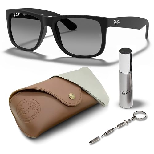 Ray-Ban RB4165F JUSTIN CLASSIC LOW BRIDGE FIT Square Shaped Sunglasses for Men & Women with Official RAYBAN Eyewear Kit