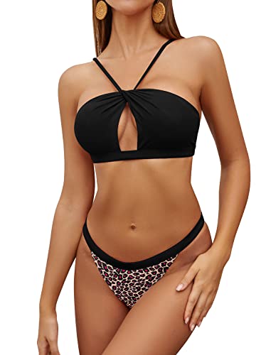 SHEKINI Damen Sexy Hollow Bikini Set Rückenfrei Gepolstertes Oberteil Low...