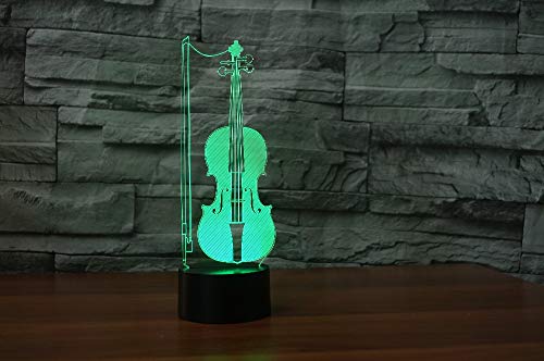 Preisvergleich Produktbild Musikinstrument Violine 3D Illusion Nachtlampe,7 farbige Nachttischlampen mit Fernbedienung für Schlafzimmerdekoration Hochzeit Geburtstag Weihnachten personalisiertes Geschenk