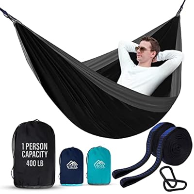 Vigel Camping Hammock - Durable Hammock, Nylon Hammock - Double or Single Hammocks - Portable Tree Hammock - Hammocks for Outside - Easy to Set, Camping Accessories for Outdoor, Travel, Hiking