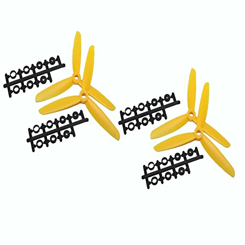 powerday 4pcs Nylon 3-blade 5030 Prop 5x3 CW CCW Propeller for RC Quadcopter QAV210 250 (yellow)