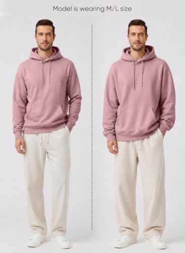 Image of JMIERR Mens Fleece Lined Hoodie Pullover Drawstring Pocket Winter Warm | Cozy fleece-lined pullover, adjustable drawstring hood, kangaroo pocket, regular fit, machine wash