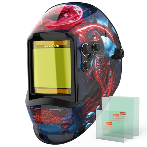 Image of YESWELDER Large View Auto Darkening Welding Helmet, Blue Light Blocking, 1/1/1/1 True Color Solar Powered Welder Hood Mask with 4 Arc Sensors, Wide Shade 3/5-9/9-13 for TIG MIG ARC Cut and Grind