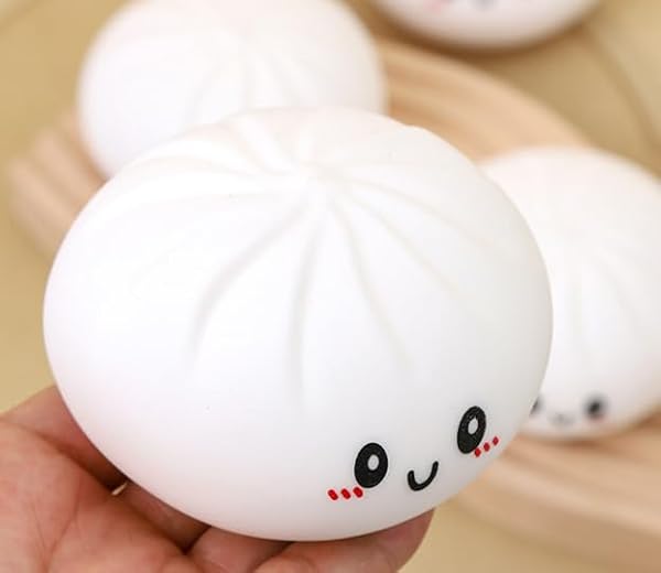 WATNTOW Dumpling Squishy, Mystery Dumpling Squishy, Stress Balls Fidget Sensory, Anti-Anxiety Squeeze Glitter Dumplings Stress Relief for Adults (White) - 1