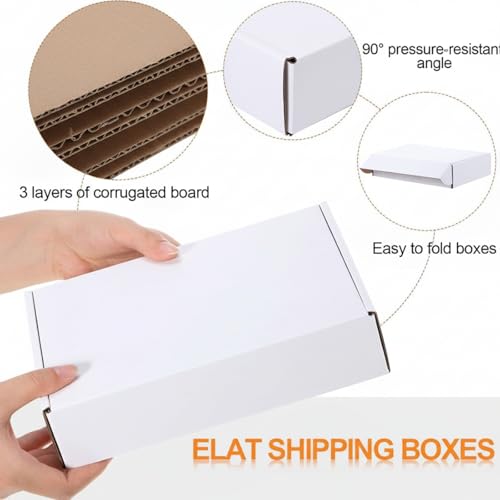 Image of Qilery 320 Pcs 7 x 5 x 2 Inches Shipping Boxes Corrugated Cardboard White Mailer Boxes Packaging for Small Business Mailing Wrapping Present Gift