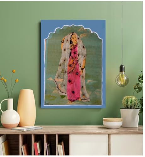 Image of Sikhash Raja Ravi Varma Canvas Paintings Classic Art, Indian Art, Famous Artist, Wall Painting for Living Room, Bedroom, Office, Unframed, Multicolor Fabric Size - 12x9 inches (30x23 cms, Rambha)
