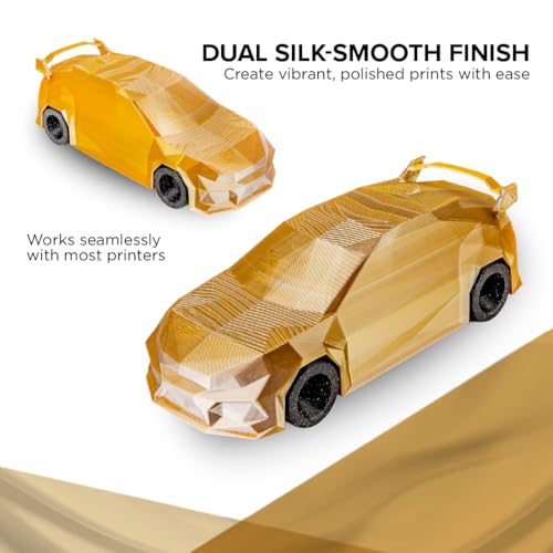 Image of Polymaker Panchroma Dual Silk PLA Filament 1.75mm, 1kg, Crown | Neatly Wound, High-Gloss Finish PLA(Gold-Silver), Easy Print & Smooth Feeding, Compatible with Bambu Lab & Most 3D Printers