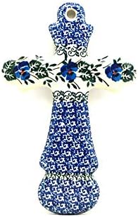 Polish Pottery Cross - Large (8") - Winter Viola