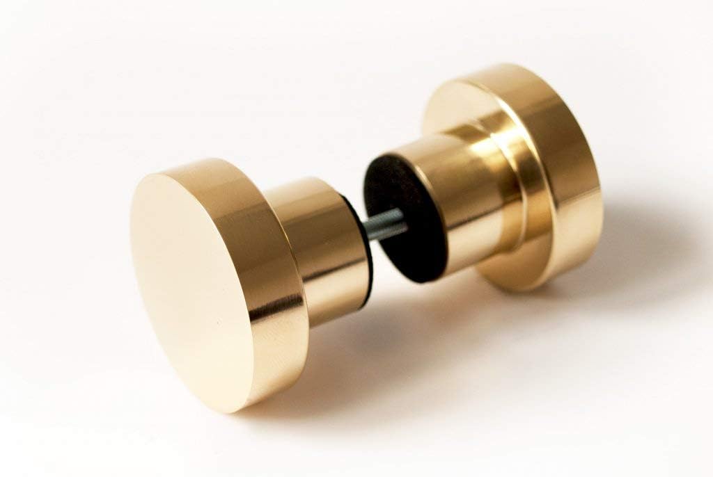 Round Style Back-to-Back Shower Door Knobs Glass Shower Door Handle (2" Large, Brushed Brass)