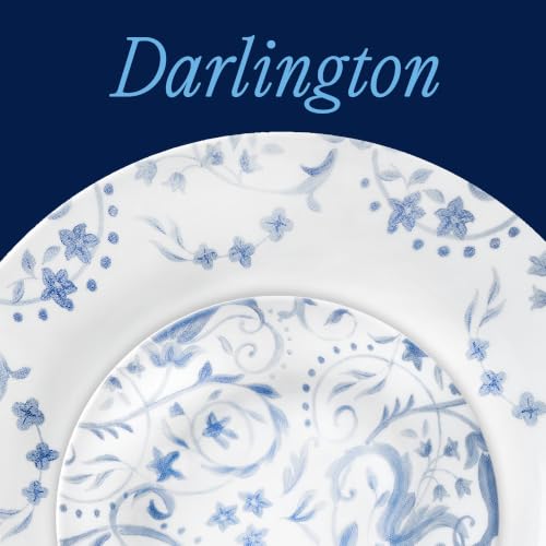 Image of Corelle Vitrelle 18-Piece Service for 6 Dinnerware Set, Triple Layer Glass and Chip Resistant, Lightweight Round Plates and Bowls Set, Darlington