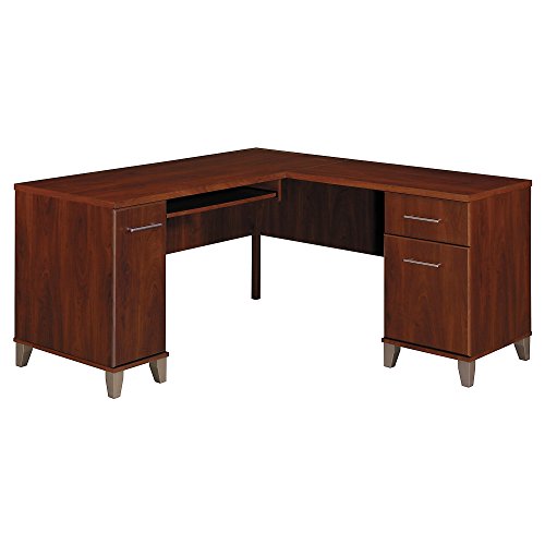 Bush Furniture WC81730 L Shaped Desk with Storage, 60W, Hansen Cherry