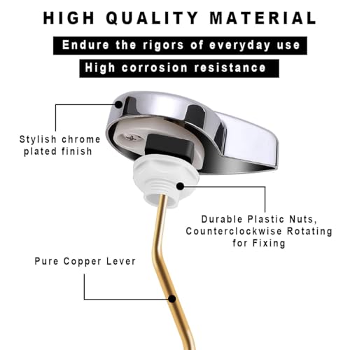 Image of 2Pack Toilet Handle Lever Flush Replacement, Universal Side Mount Toilet Flush Handle Tank Lever with 2 Pieces Stainless Steel Flapper Chains Fits Most Toilets, Chrome Finish, Easy Install