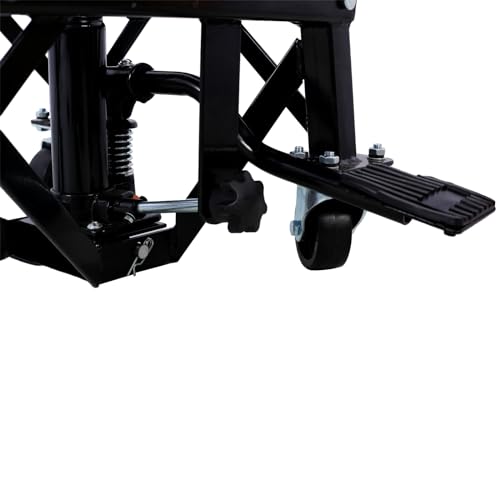Image of 300 Lbs Hydraulic Motorcycle Scissor Jack Lift Foot Step with 4 Wheels Jack Stand Portable Lift Table Heavy Duty Hydraulic Motorcycle Lift Table Adjustable Lift Jack Stand For Small Dirt Bikes