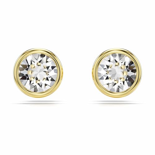 Swarovski Imber Ohrstecker, Weiße und Vergoldete Ohrringe mit Strahlenden Swarovski Kristallen