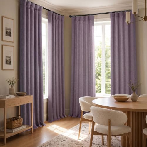 Image of HPD Half Price Drapes - Faux Linen Curtains for Living Room (1 Panel) - 50W X 96L - Textured Room Darkening Curtains for Bedroom 96 Inches Long - Drapes for Home Decor, Iris