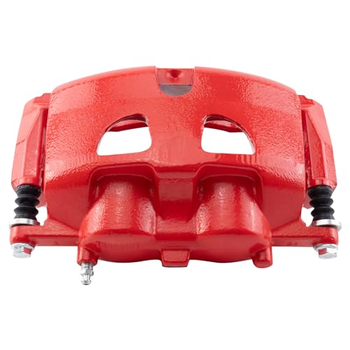 Image of TRQ Front Right Brake Caliper w /Bracket Performance Red Passenger Side