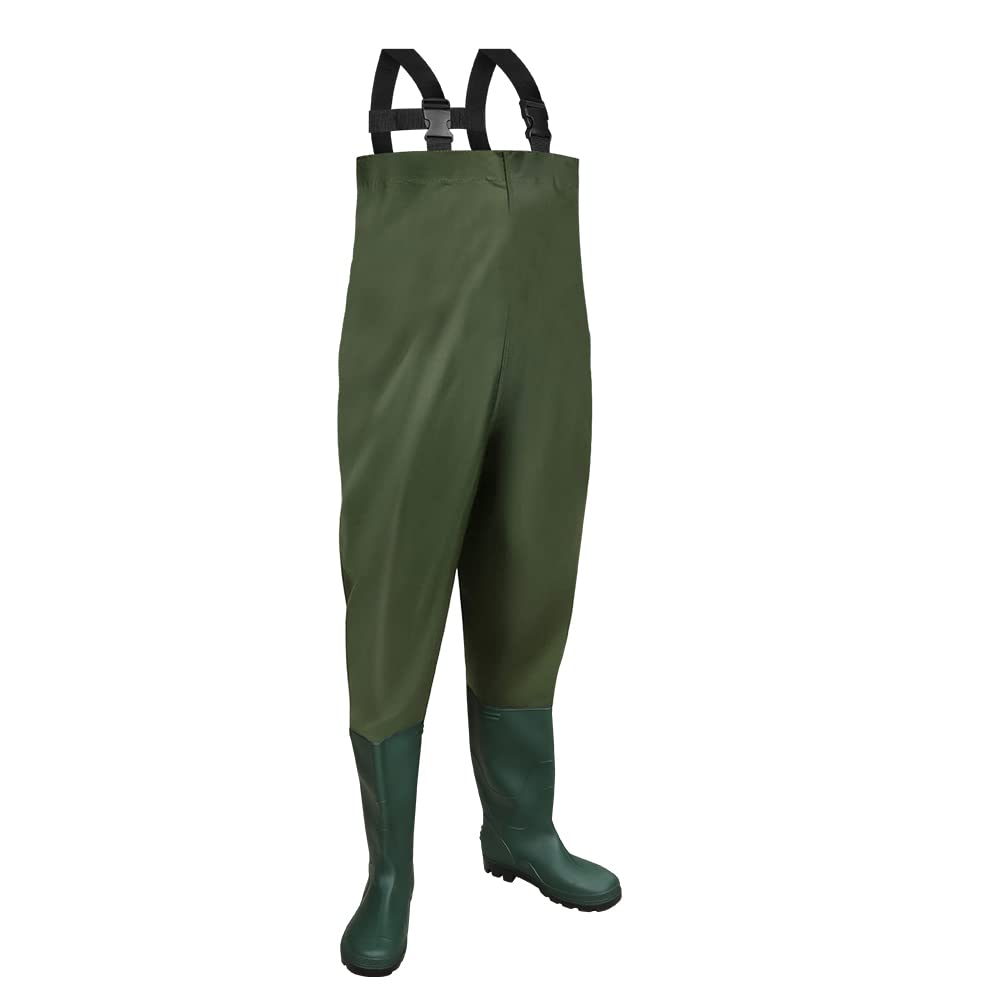Lospitch Wathose 70D Nylon Composite PVC Angelhose, mit rutschfesten Gummistiefeln, Teichhose, Hochwasserhose, geeignet für Baustellen, Angeln, Bauernhöfe, Gärten