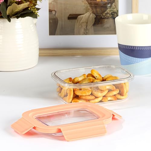 Image of CELLO Stylelock Pet Storage Container for Kitchen 410ml Baby Orange | Freezer & Fridge Safe Stackable Airtight Kitchen Storage Container Jar Box Set for Biscuits Bread Coffee Fruits Pasta Flour Spices