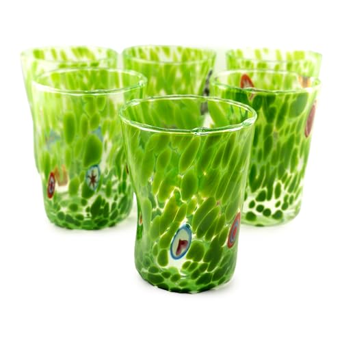 Bicchieri Di Murano Soffiati A Mano - Set Da 6 In Vetro Artigianale Made In Italy - Foto 7