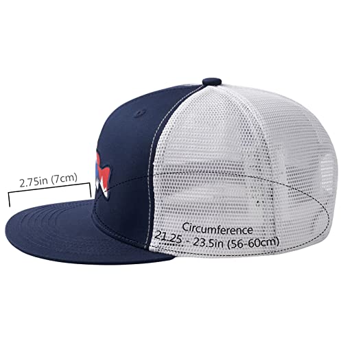 Image of BASSDASH Flat Brim Trucker Cap Adjustable Snapback Hat Mesh Back for Men Women