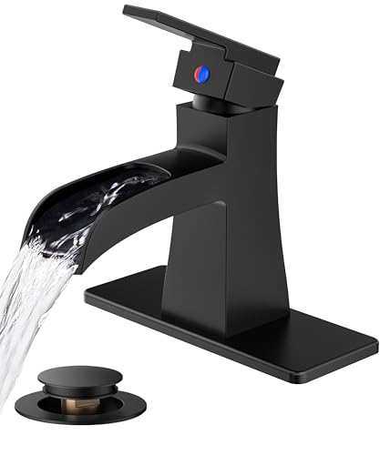 Robinet de salle de bain cascade haut de gamme noir mat QHQQXN pour lavabo