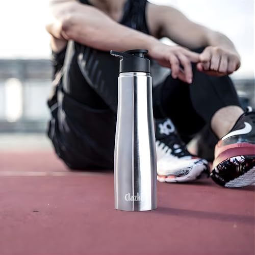 Clazkit Optimus Sporty Stainless Steel Water Bottle 1000ml |ISI Certified| Leakproof, Rust-Free, BPA-Free, Durable for College, Fridge, Sports, Gym, Yoga & Office – Easy to Clean & Reusable