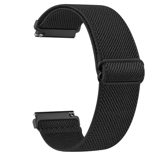 Vancle Correa Reloj de Nailon de 18mm 20mm 22mm, Pulsera de Repuesto de Liberación Rápida, Correas Ajustables de Nylon Elástico Solo Loop para Hombres y Mujeres (Negro, 22mm)