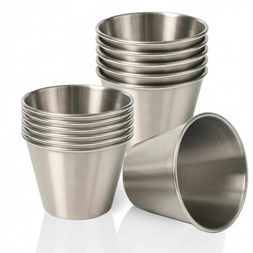 LOW&EE® Flaneras en Acero Inoxidable - Molde para flan - Flaneras individuales - Molde Repostería Antiadherente - Postres - Salsas - 12pzs - Ø8 cm