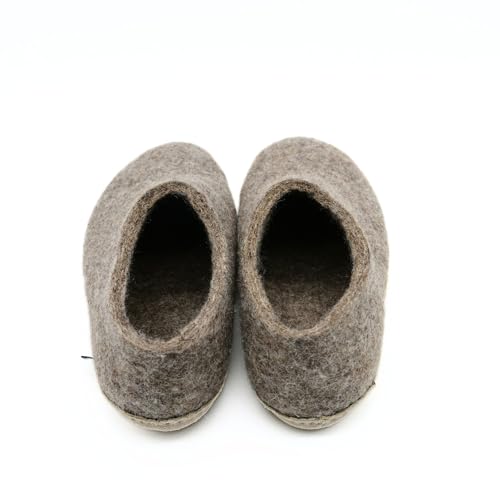 Marbled Brown Indoor Shoes, Pure Merino Wool Adult Slip On Shoes, Slippers3