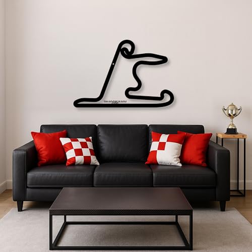 Circuit Formule 1 Shanghai Déco Murale Métal Noir Extérieur 60x40cm