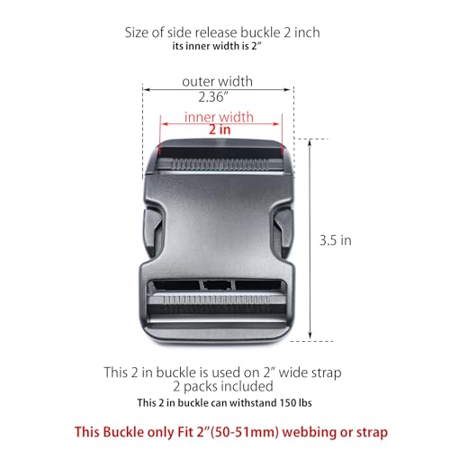image for Baitoo Side Release Buckles,Heavy Duty Dual Adjustable Plastic Buckle 