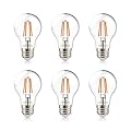 helloify A19 LED Filament Bulbs, 60 Watt Equivalent, Edison Vintage Dimmable Energy Efficient Lamp for Pendant Wall Light Fixtures Office Bedroom Bathroom, E26 Base, 2700K Warm White Light, 6PCS