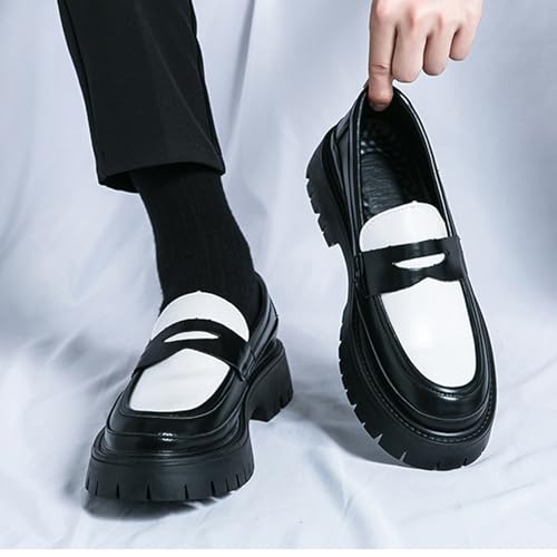 Men's Leather Lug Sole Penny Loafers Comfort Round Toe Platform Non-Slip Slip-On Business Casual Shoes Suitable for Work and Walking3