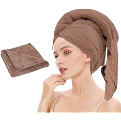 Microfiber Hair Towel Quick Dry Hair Towel Hair Drying Towels Suitable for All Kinds of Hair Ultra Absorbent Long and Thick Hair 24X48inch Dark Brown 1pcs