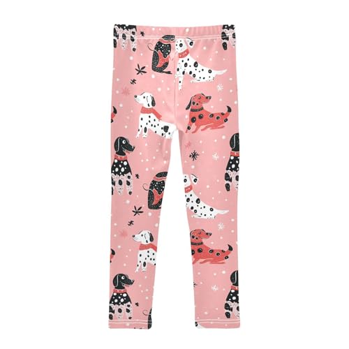 Wusikd Cute Dalmatians Girls' Leggings Toddler Doodles Dachshunds Kids Yoga Pants Dance Active Tights 4T2