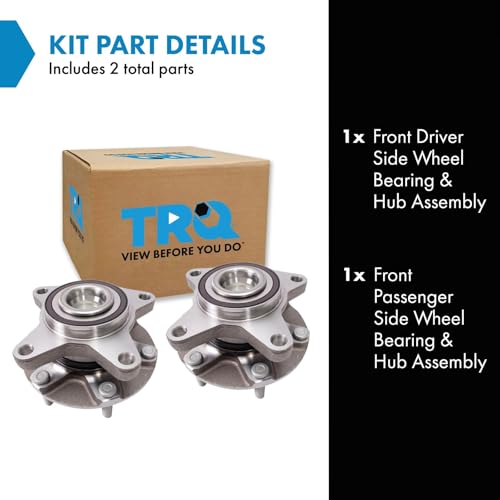 Image of TRQ 2 Piece Front Wheel Bearing & Hub Assembly Set Compatible with 2019-2022 Ford Ranger