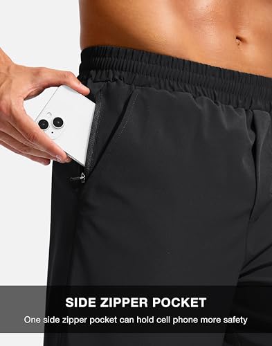 Soothfeel Men's Athletic Workout Shorts with Zipper Pocket 5"/7" Running Gym Shorts for Men Lightweight Quick Dry Tennis4